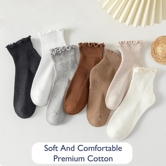 6 Pairs of Women, Cute Ruffle Ankle Socks - Picture 3 of 7